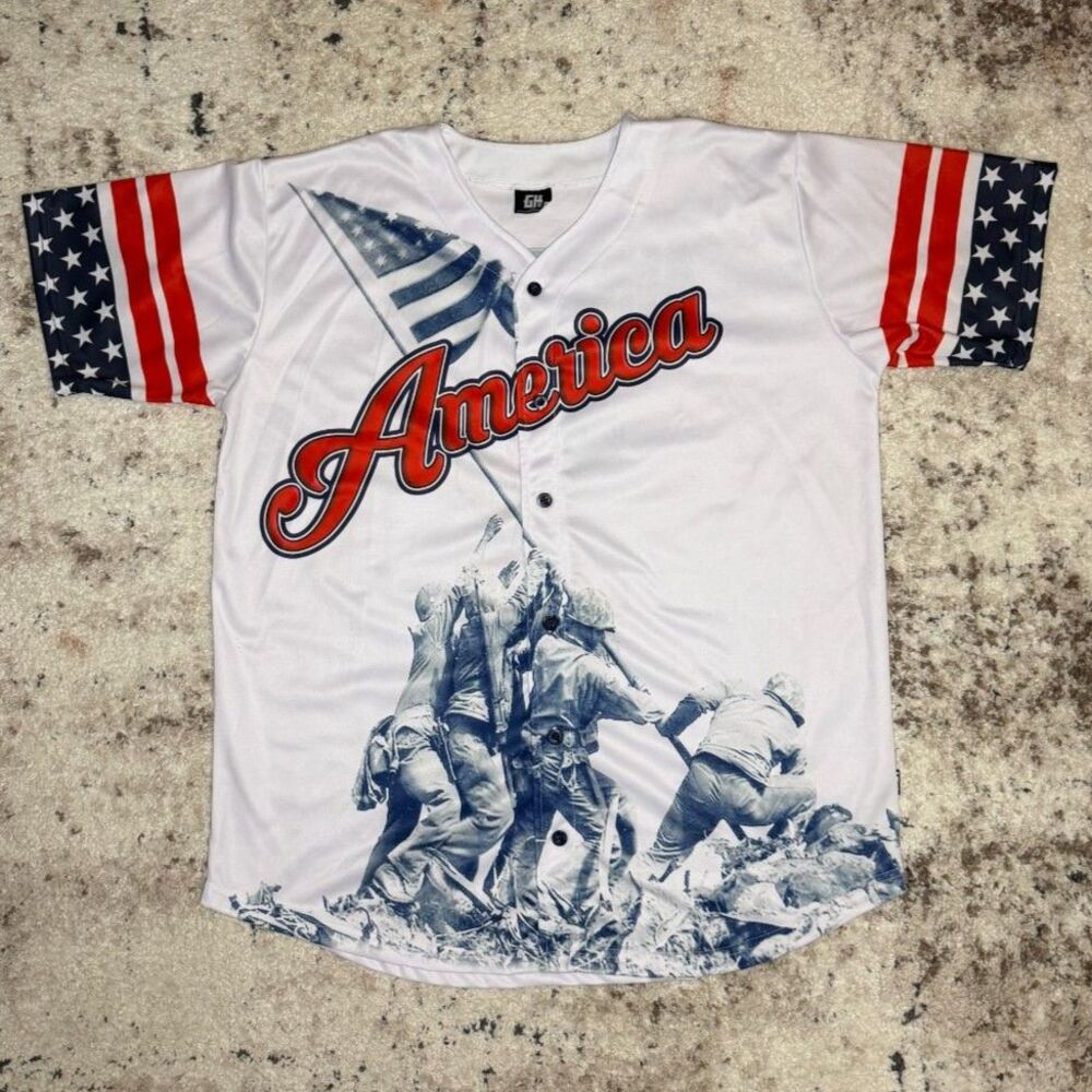 Greater Half America 2nd Amendment Baseball Jersey Iwo Jima Graphic